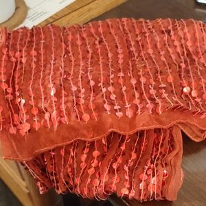 Orange Sequin Trim Scarf or Fabric Accent